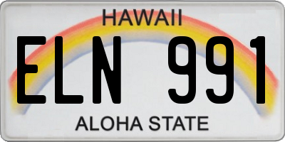 HI license plate ELN991