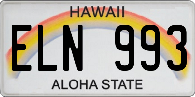 HI license plate ELN993