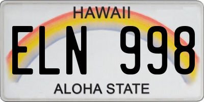 HI license plate ELN998