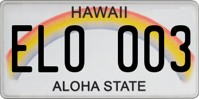 HI license plate ELO003
