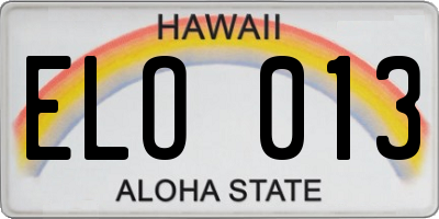 HI license plate ELO013