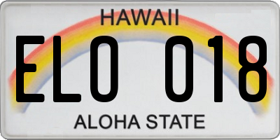 HI license plate ELO018