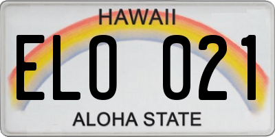 HI license plate ELO021