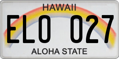 HI license plate ELO027