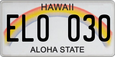 HI license plate ELO030
