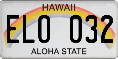 HI license plate ELO032