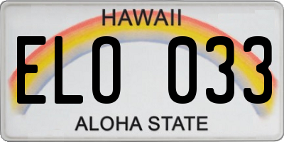 HI license plate ELO033