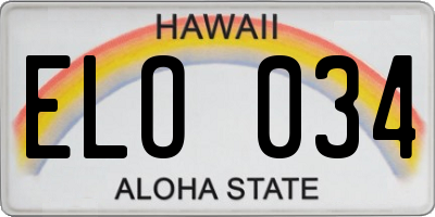 HI license plate ELO034