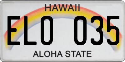 HI license plate ELO035