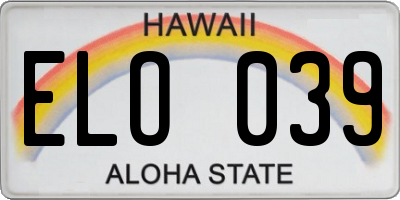 HI license plate ELO039