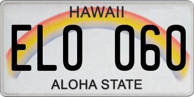 HI license plate ELO060