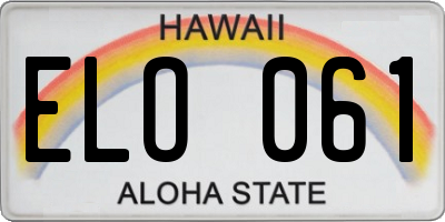 HI license plate ELO061