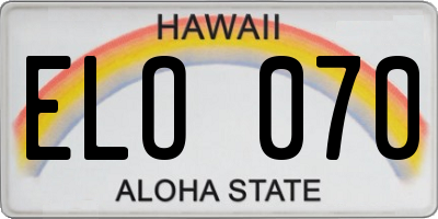 HI license plate ELO070