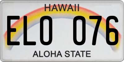 HI license plate ELO076