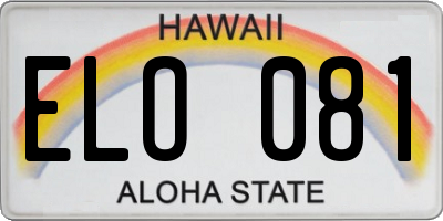 HI license plate ELO081