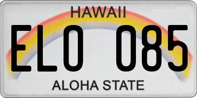HI license plate ELO085