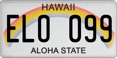 HI license plate ELO099