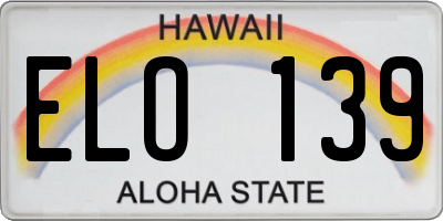 HI license plate ELO139