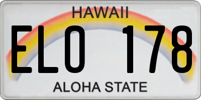 HI license plate ELO178