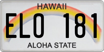 HI license plate ELO181