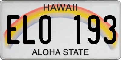 HI license plate ELO193