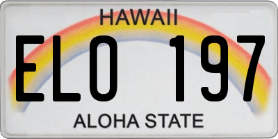HI license plate ELO197
