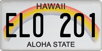 HI license plate ELO201