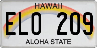 HI license plate ELO209