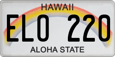 HI license plate ELO220