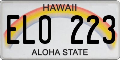 HI license plate ELO223