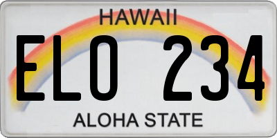 HI license plate ELO234