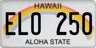 HI license plate ELO250