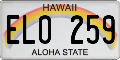 HI license plate ELO259