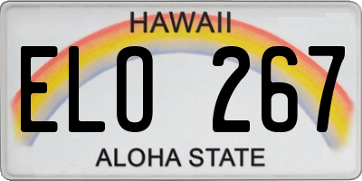 HI license plate ELO267