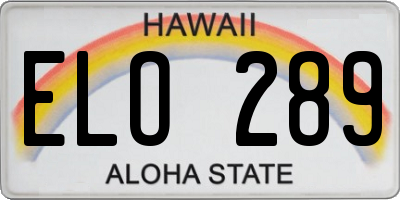 HI license plate ELO289