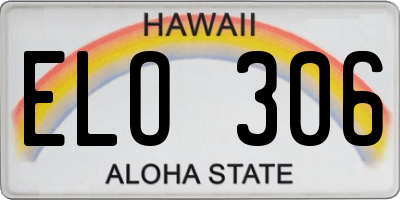 HI license plate ELO306