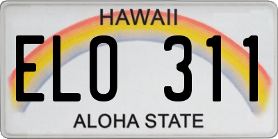 HI license plate ELO311