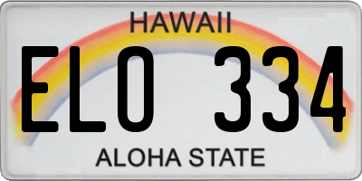 HI license plate ELO334