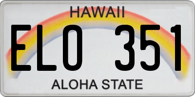 HI license plate ELO351