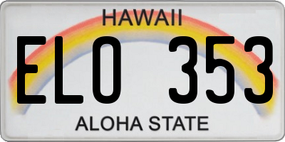 HI license plate ELO353
