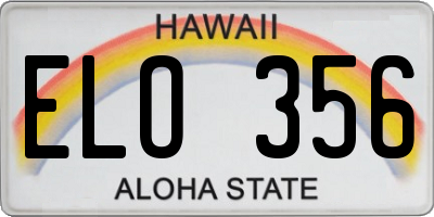 HI license plate ELO356