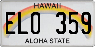 HI license plate ELO359