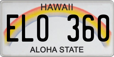 HI license plate ELO360