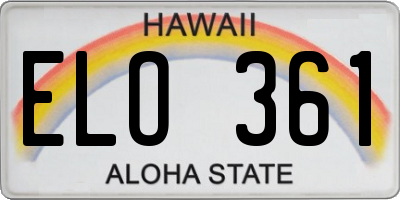 HI license plate ELO361