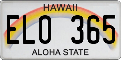 HI license plate ELO365
