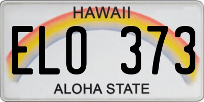 HI license plate ELO373