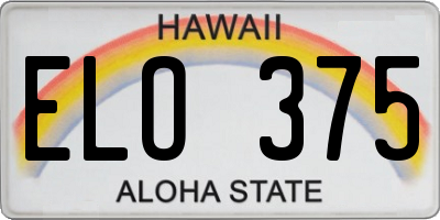 HI license plate ELO375