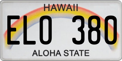 HI license plate ELO380