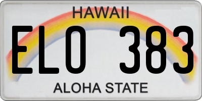 HI license plate ELO383