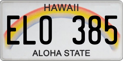 HI license plate ELO385